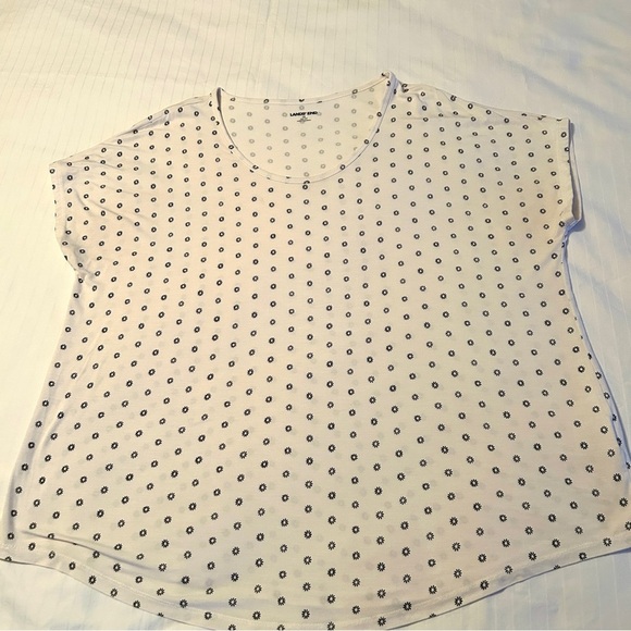 Lands' End Set Black Floral Drapey Kimono Open Front White Tee Top Plus size 1X - Picture 11 of 16